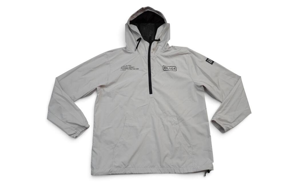 Baseball Lifestyle 101 Jacket Mens Small Gray Hooded 1/2 Zip Windbreaker Anorak